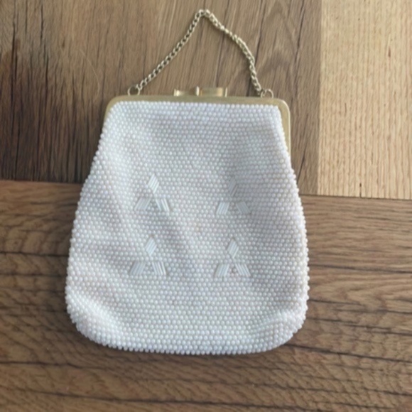 Vintage Handmade Beaded White Bag - Picture 1 of 6